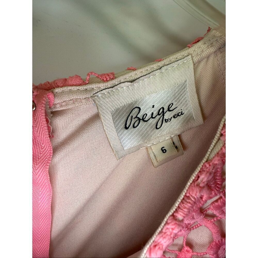 Beige by eci Women coral lace overlay dress size 6 - Picture 5 of 11